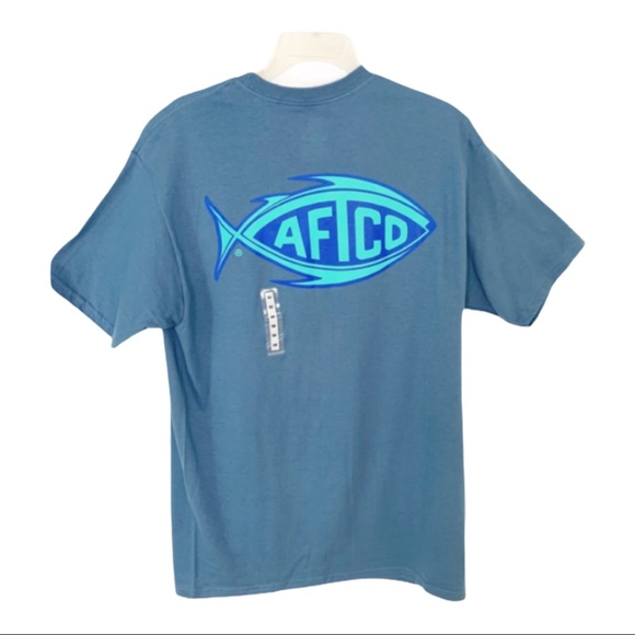 AFTCO Cotton Short Sleeve Graphic T Shirt M Blue - Picture 6 of 6